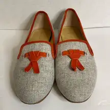 Cole Haan Sabrina tassel gray & orange flannel flats size 7.5