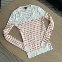 Tommy Hilfiger Orange and White Stripped Long Sleeve XS