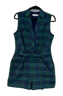 Vineyard Vines Romper Blackwatch Tartan Plaid Taffeta Green Blue‎ Size US 6