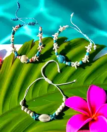 Trending Beach-Inspired Starfish Seashell Turtle Set‎ Of 3 Adjustable Bracelets