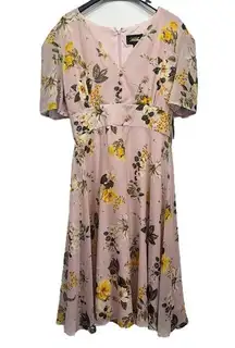Alexia Admor Pale Blush Pink Romantic Floral Sheer Overlay Empire Waist Dress