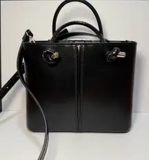 Zara black mini city tote structured chic bucket bag vegan leather purse minimal