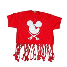 Pirate Mickey Cropped Tie Knot Shirt