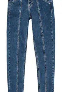 Topshop Mid Blue Panel Ankle Jaime Jeans - Size - 8
