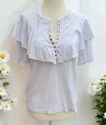 Nation LTD Vivienne Ruffled Henley Top