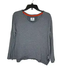 Sperry Women's Top Cotton Scoop Neck Long Sleeve Loose Fit Tee Shirt Gray Small