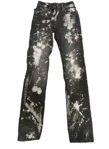 ZARA Black White Bleached Tie Dye Mid Rise Slim Jeans