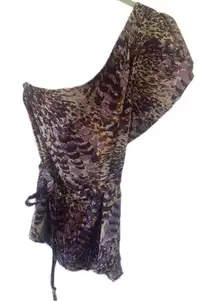 Banana Republic Factory Asymmetrical Batwing Artsy Paint Brushstrokes Blouse S