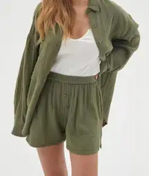 Medium NEW Out From Under Joslyn Sleep Shorts Gauze Olive Green