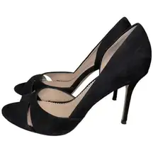 Jean-Michel Cazabet Women’s Size 40 9 Black Suede Peep Toe 4” Pumps Heels