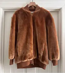Tibi Luxurious Brown Faux Fur Track Jacket