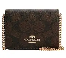 NWT Coach Mini Wallet On A Chain In Signature Canvas