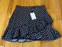 Bardot Charcoal Mini Skirt White‎ Polka Dots Ruffles Pleated Skirt Ruffled Hem 6