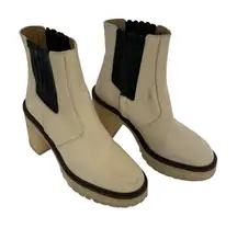 Free People Boots 36.5‎ Tan Ankle Leather Block Heel Boho Festival