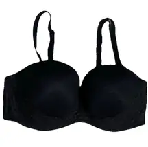Victoria's Secret Woman's 34D Underwire Bra Smooth + Black Lace Removable Straps