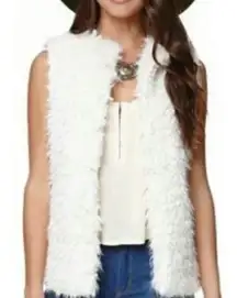 Betsey Johnson Cream Ivory Sleeveless Fur Vest NEW S