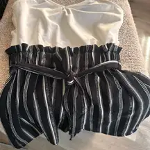 Polly & Esther Black and White Striped Jumpsuit