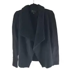 Romeo & Juliet Couture Womens Cardigan Sweater Open Front Faux Suede Fur Black S