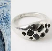 Free People Pixie Promo Ring Silver Black NWT Bohemian Grunge WhimsiGoth Size 7