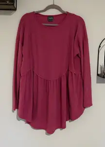 Arula Pink Waffle Knit Long Sleeve Draped Blouse Shirt Top Size A (14/16)