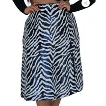 Novella Sequin Black White Zebra Animal Print A-Line Midi Skirt Plus size 22