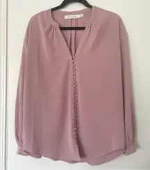 NWOT Bishop + Young Mauve‎ Blush Button Loop Long Sleeve Blouse Size Small