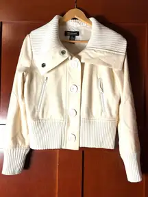 CoffeeShop Cream Wool Jacket with Oversized Collar Size Large Juniors