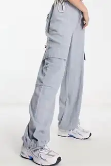 TRENDING Urban Outfitters Y2K Pastel Light Blue Multi-Pocket Cargo Jogger Pants Trousers-US8/M Measurement in pics