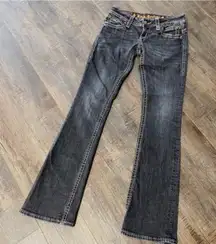 Gwen Easy Boot Cut Grey Wash Faded Jeans Size 26 Sequins Pocket