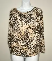 Investments Cheetah Print Cowl Neck Top Size Small