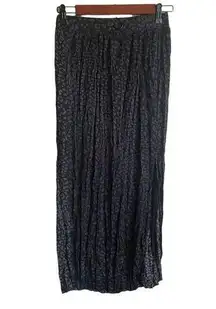 Elan Women Maxi Skirt  M Black Animal Print Side Slit Pull On Beachy Boho Light