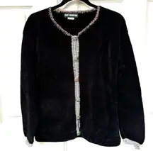 Ani Barrie  vintage black sweater button down cardigan with rainbow buttons