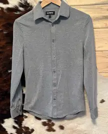 Express Womens Casual Gray Button Down Shirt Size XS