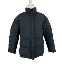 LL Bean Black and Pink Puffer Feather Down Puffer Full Zip Ski Winter Jacket M