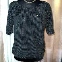 Size XS Sheer Polka Dotted 1/2 Sleeve Blouse