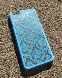 iPhone 6Plus/ 6s Plus Fashion Flower Lace Shockproof Hard Case  Blue