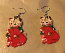 Christmas cat retro acrylic earrings -new