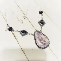 Lepidolite Amethyst Sterling Silver Necklace