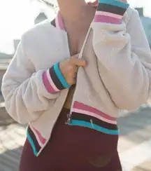 Spiritual Gangster Trust The Universe Furry Fleece Bomber Jacket Size Small‎