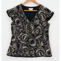 Whimsigoth Sheer Overlay Babydoll‎ Top Dark Fairy Grunge Office Siren Size M