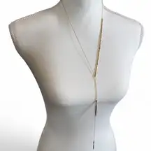 Minimalist Liquid Gold Tone Necklace Extra Long Lariat Dressy Formal Costume