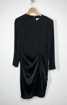 Vintage Albert Nipon Black Cocktail Dress Size 8 Draped Front Sash