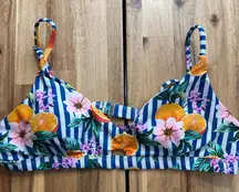 No Boundaries Striped Citrus Floral Bikini Top Size XL (15–17)