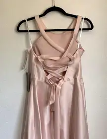 NWT Alfred Sung Lace-Up Back Satin Bridesmaid Gown in Blush Pink D763