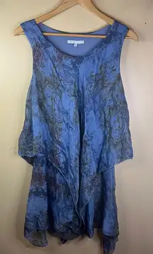 Tempo Paris Layered Whimsical Ornate‎ Flutter Dress Size Small Blue Formal Wear