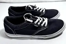 VANS Off‎ The Walls Low Profile Blue Navy Canvas Lace Up Shoes Women's 6 EUC