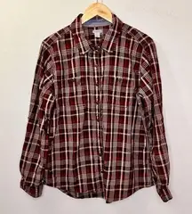 CARHARTT Plaid Flannel Shirt Long Sleeves‎ Button Front Women's size L 12-14