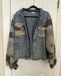 Aztec Print Blue Jean Jacket