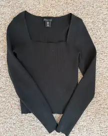 Black basic square neck top 