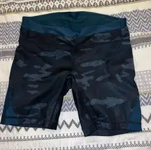 Lululemon Clip-In Camo Oil Slick Blue Biker Shorts size 8